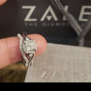 Zales wedding ring and engagement band set